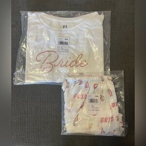 PI Bride Pajama Set - Soft White with Pink Script